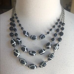 Elegant Black and White Beaded Necklace